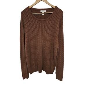 VINTAGE Preswick & Moore Sweater Mens Large Brown Fisherman Cable Knit Preppy